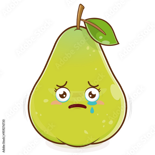 pear crying face cartoon cute