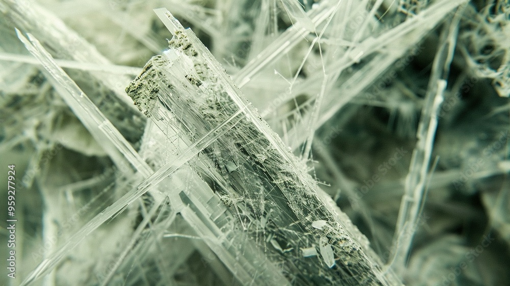 Close-up of White Asbestiform Mineral Fibers