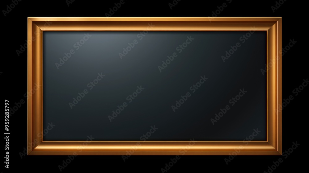 A blank chalkboard framed in gold, suitable for writing or displaying information.
