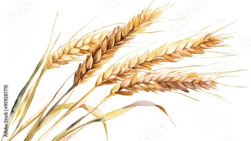 wheat ears isolated on white