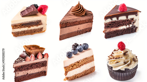 6 pieces of different types of desserts