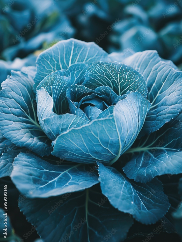 Obraz premium Vibrant Blue Florets of Lettuce