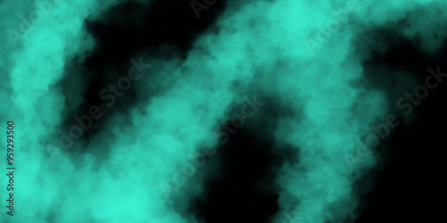  Blue sky with clouds abstract. Subtle green smoke weaves intricate designs against a dark canvas. smoke exploding brush effect transparent smoke reflection of neon background of smoke vape. 