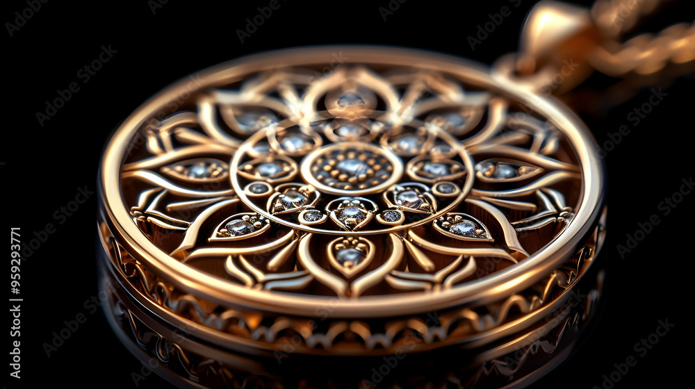 Gold Pendant with Diamond Detail - 3D Render Gold Pendant with Diamond Detail - 3D Render