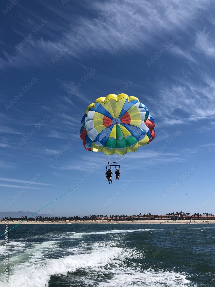 parasailing in the sky