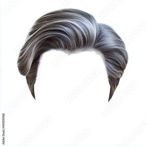 A classic comb-over wig for men, with a salt-and-pepper color, isolated on a white background photo