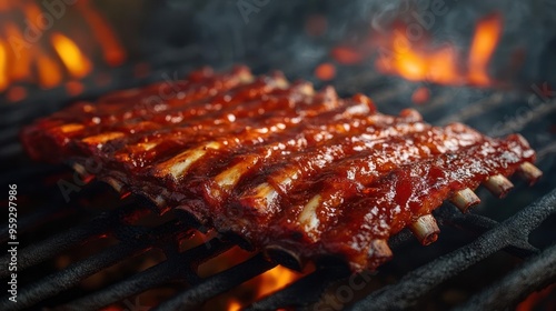 Gourmet BBQ ribs, fresh from the oven and ready to be enjoyed photo