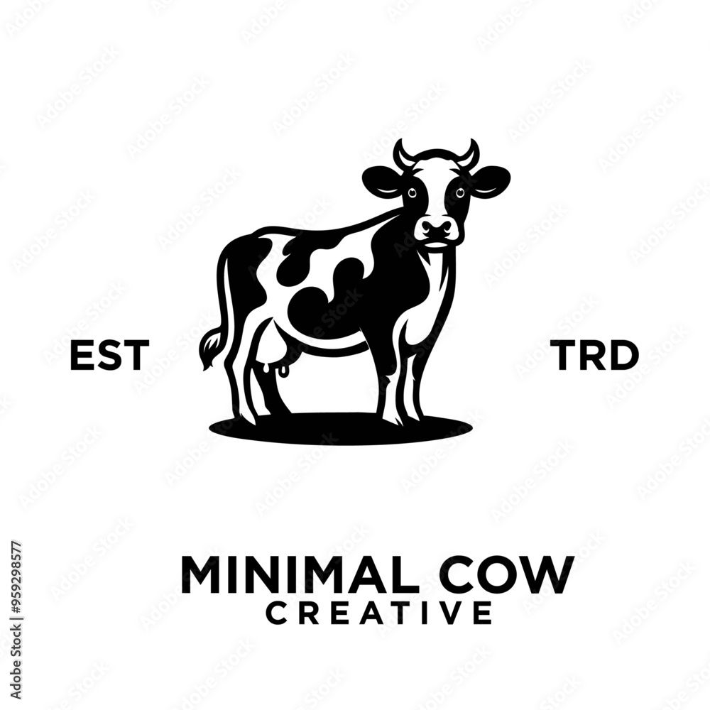 Cow Logo icon black white design illustration Cow Logo icon black white design illustration