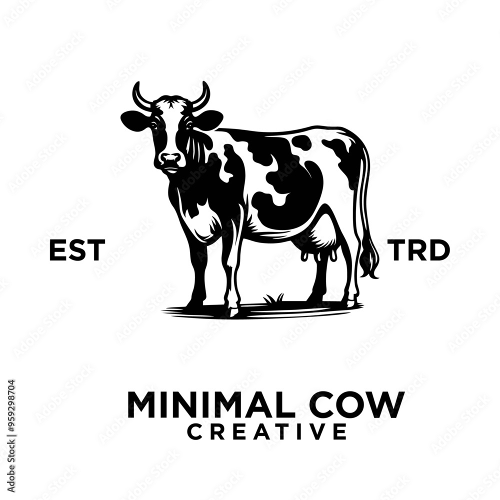 Cow Logo icon black white design illustration Cow Logo icon black white design illustration
