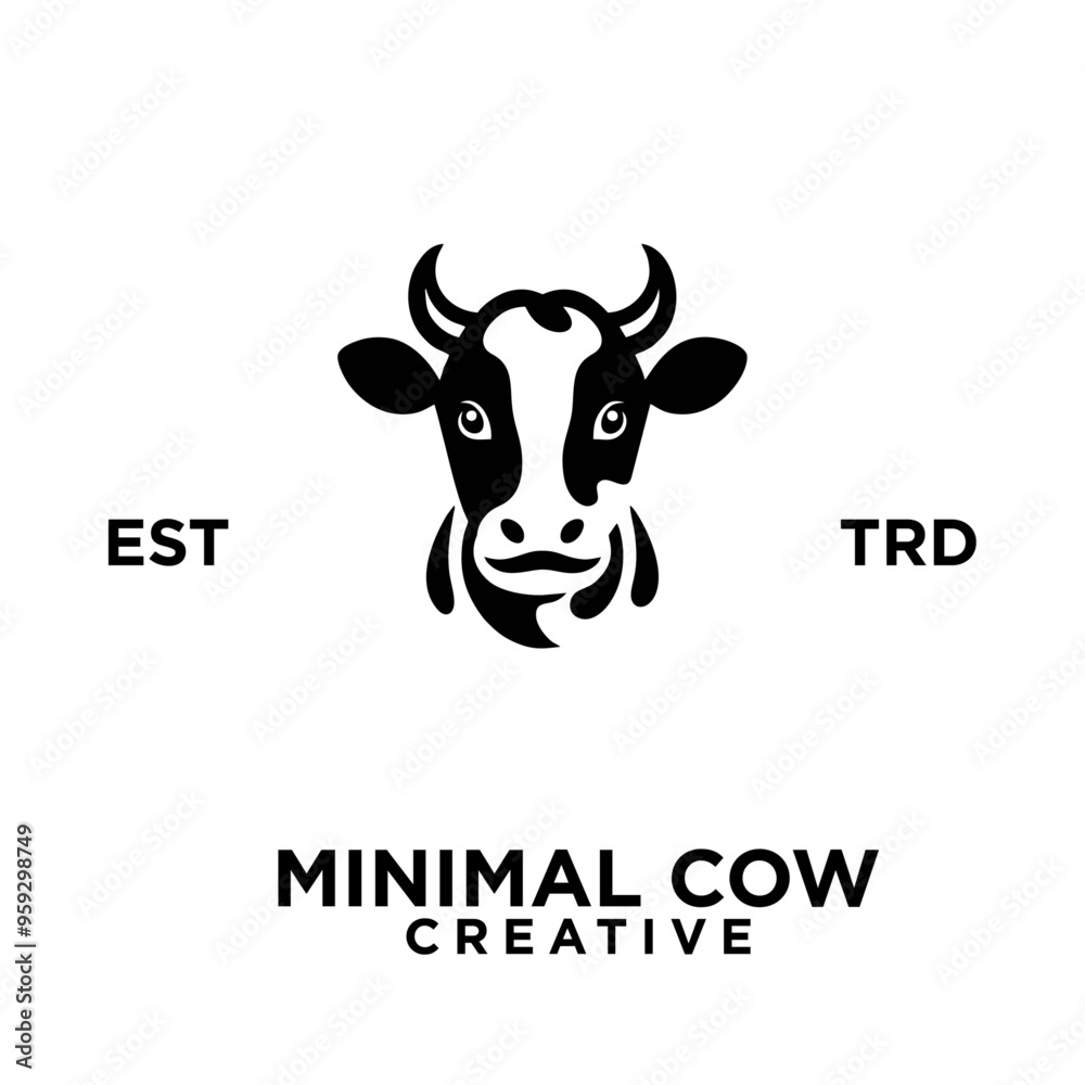 Cow Logo icon black white design illustration Cow Logo icon black white design illustration