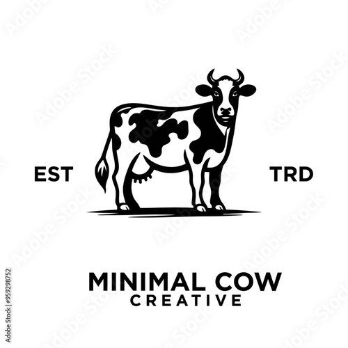 Cow Logo icon black white design illustration