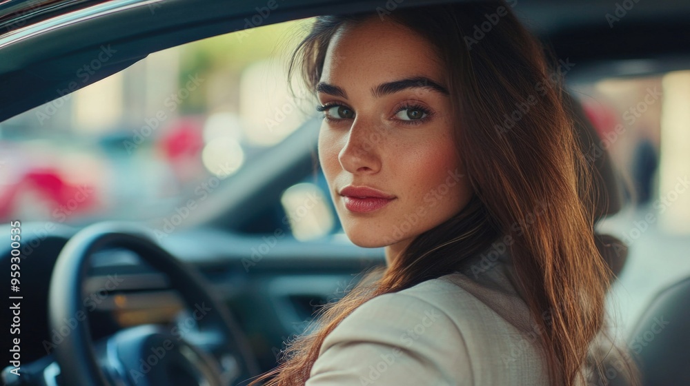 Contemporary Woman Driving in Car Contemporary Woman Driving in Car