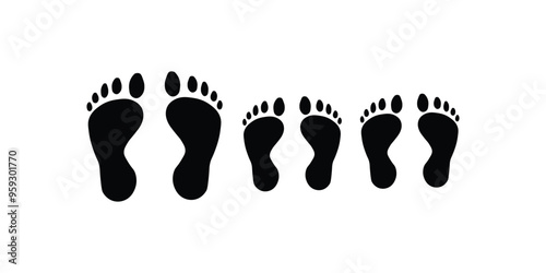 Human hands and feet icon set, print.