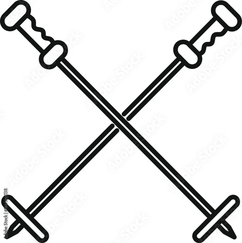 This icon features two nordic walking poles crossed to form an x shape, suggesting a concept related to outdoor activities and fitness