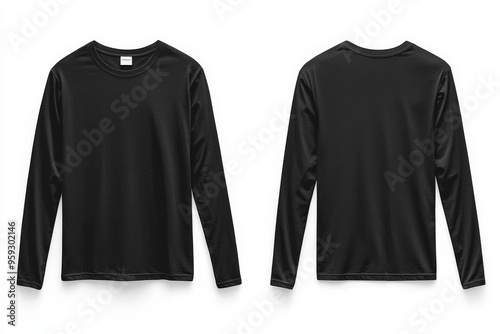 Black long sleeve tshirt mockup isolated created with Generative AI