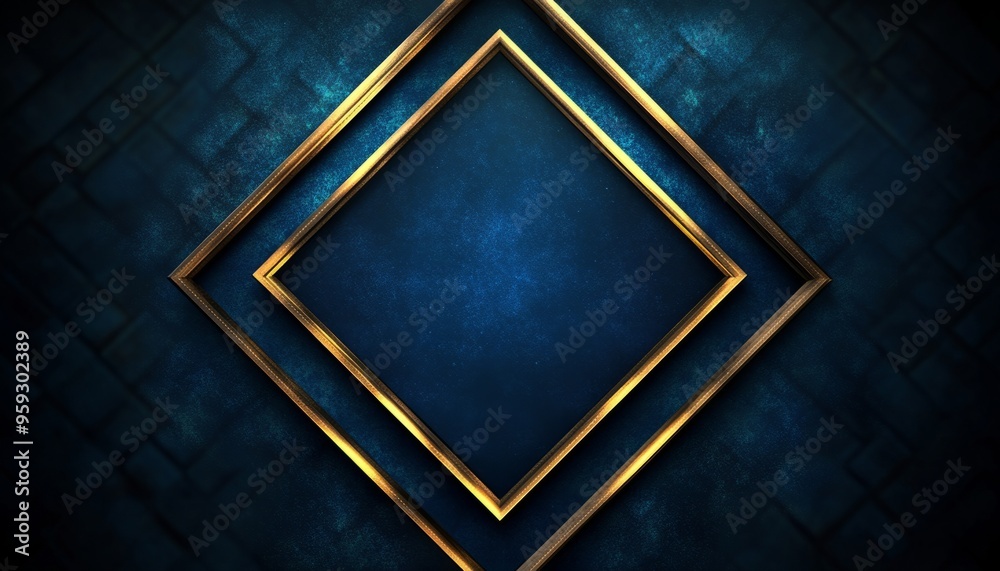 Abstract Blue Background with Two Gold Frames Abstract Blue Background with Two Gold Frames