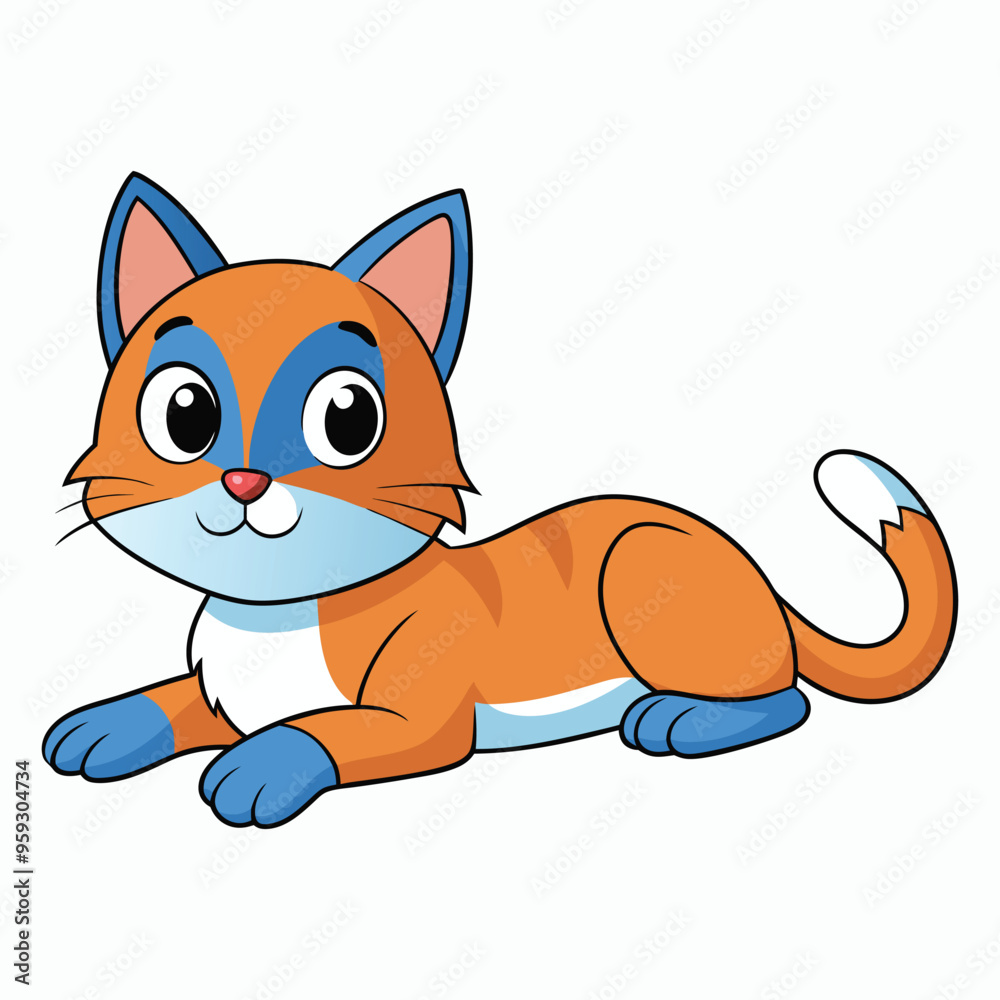 vector 2d cute cat lying down and looking at the camera vector 2d cute cat lying down and looking at the camera