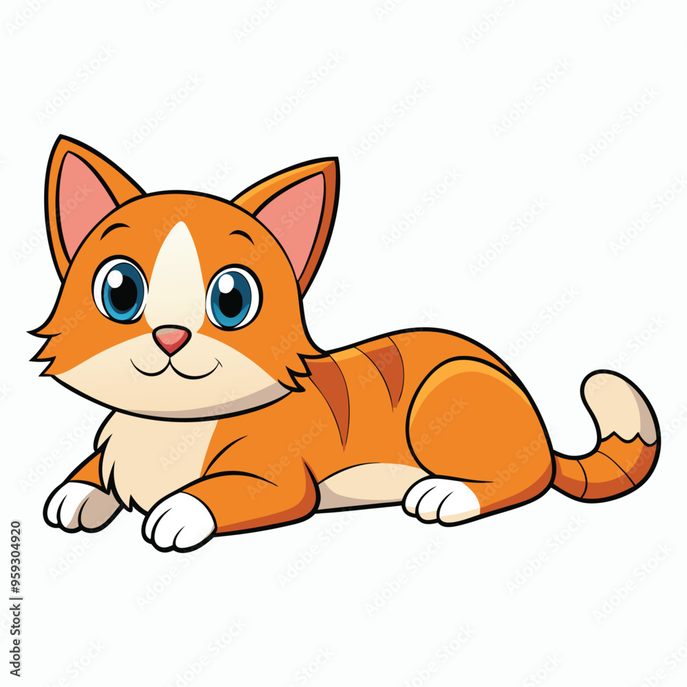 vector 2d cute cat lying down and looking at the camera vector 2d cute cat lying down and looking at the camera