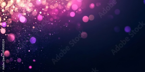 Purple bokeh background with soft light spots in shades lilac gold dark