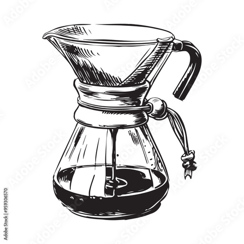 Drip Coffee Stock Illustrations. Drip coffee Black and White Stock image vector.