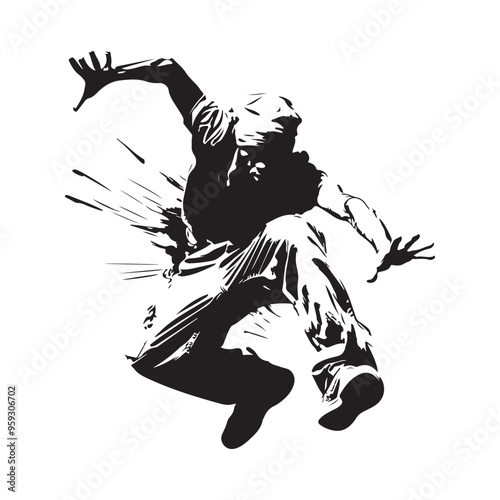 Parkour Silhouette Vector. Parkour, Young Man Jumping, Extreme Street Sport. Isolated Vector Silhouette