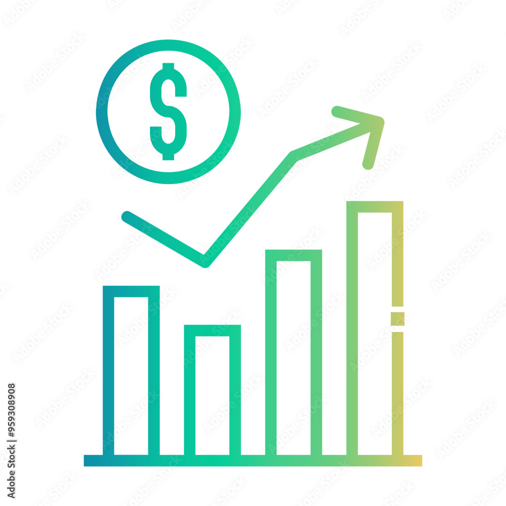 stock market Line Gradient Icon stock market Line Gradient Icon