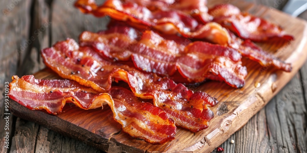 Breakfast Food Crispy Bacon Cooked in an Air Fryer Breakfast Food Crispy Bacon Cooked in an Air Fryer