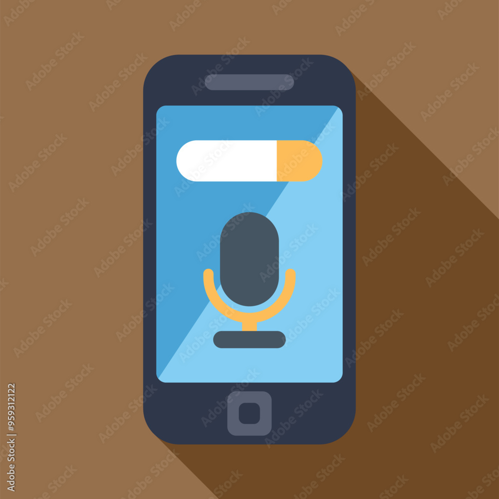Smartphone displaying a microphone icon is recording an audio message Smartphone displaying a microphone icon is recording an audio message