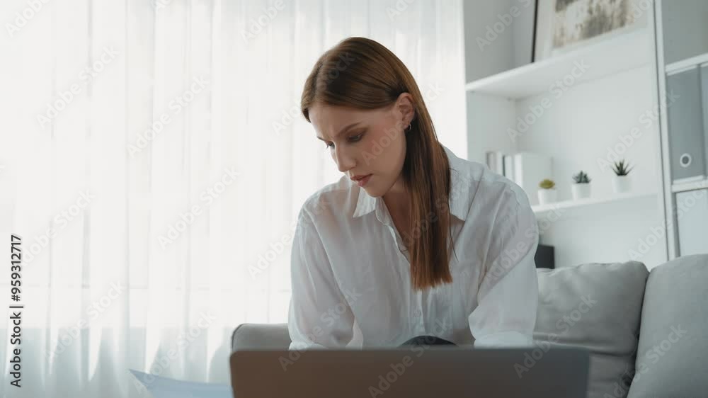 Stressed young woman has financial problems with credit card debt to pay prim from bad personal money and mortgage pay management crisis. Woman worry about financial bankruptcy risk from over spending Stressed young woman has financial problems with credit card debt to pay prim from bad personal money and mortgage pay management crisis. Woman worry about financial bankruptcy risk from over spending