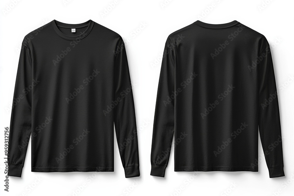 Black long sleeve tshirt mockup isolated created with Generative AI Black long sleeve tshirt mockup isolated created with Generative AI