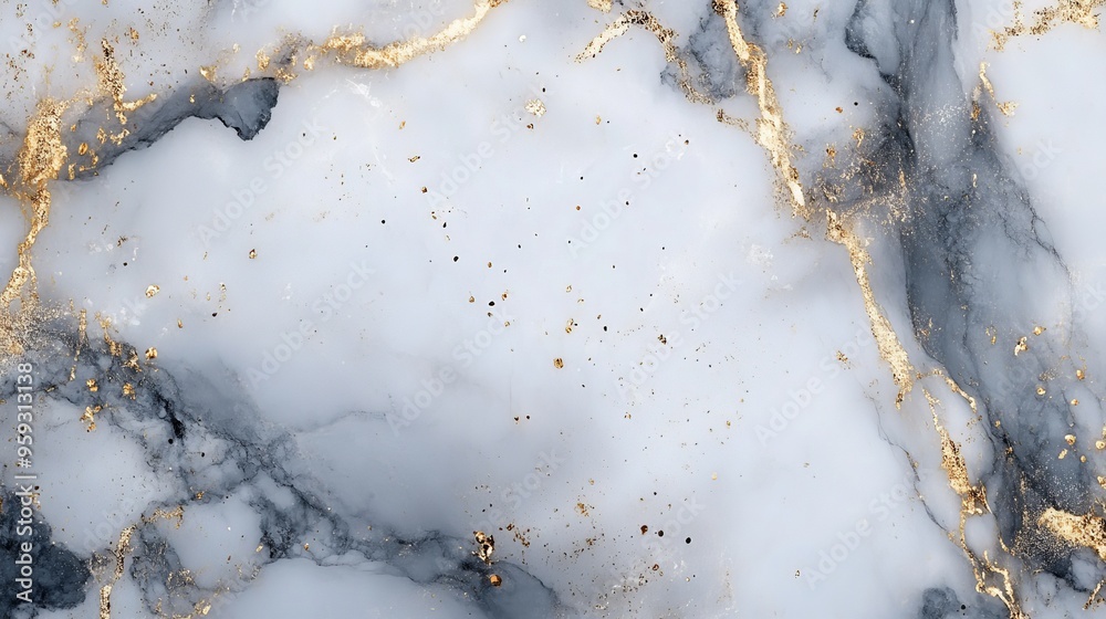 Fototapeta premium A classic marble background image in shades of grey and white with delicate gold accents.