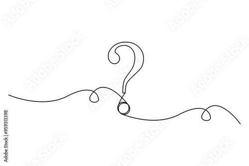 Question mark illustration. Continuous line drawing. Minimalist black outline. Simple vector design.