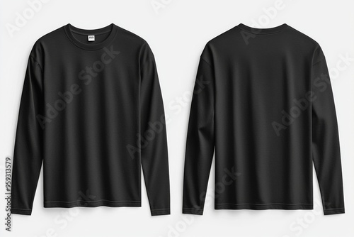 Black long sleeve tshirt mockup isolated created with Generative AI