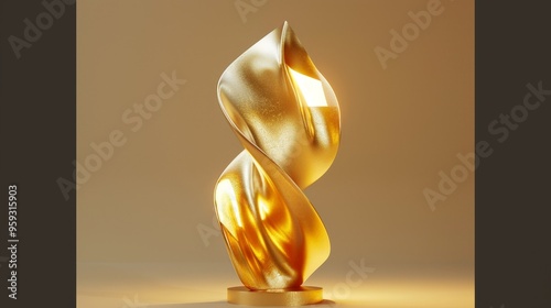 A 3D model of a financial trophy or award made of gold, signifying achievement, success, and recognition in financial endeavors.