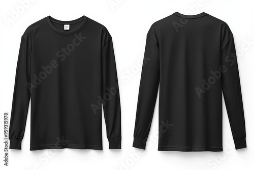 Black long sleeve tshirt mockup isolated created with Generative AI