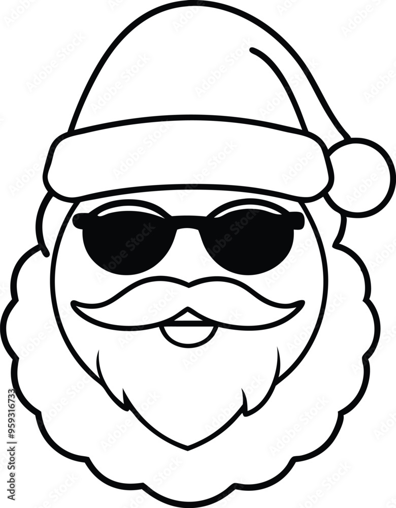 Christmas Santa Claus face with sunglasses, illustration in high quality and shadows, you can use in your Christmas designs. Christmas Santa Claus face with sunglasses, illustration in high quality and shadows, you can use in your Christmas designs.