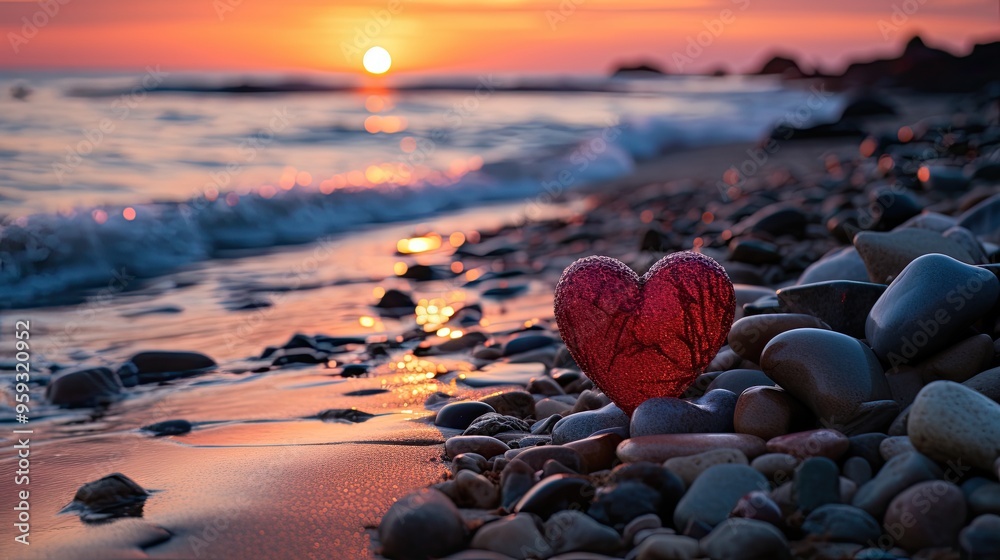 Fototapeta premium heart on the beach 