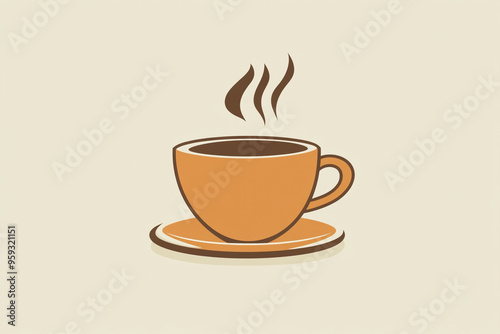 Vector Illustration of a Hot Coffee Cup on a Plain Color Background