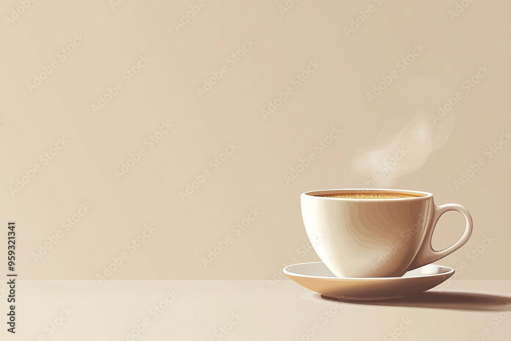 Vector Illustration of a Hot Coffee Cup on a Plain Color Background Vector Illustration of a Hot Coffee Cup on a Plain Color Background