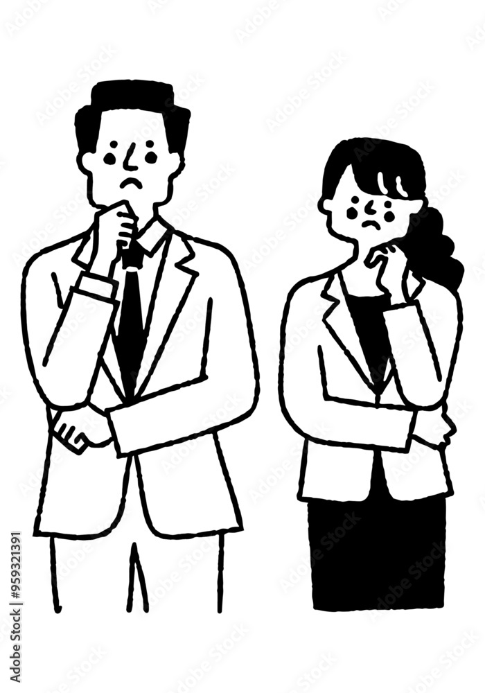 Men and women in suits who are worried about something_2 Men and women in suits who are worried about something_2