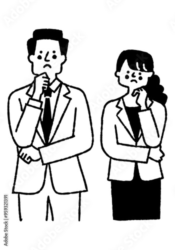 Men and women in suits who are worried about something_2