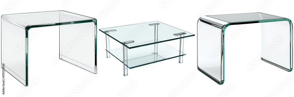 Clear Glass Table Isolated on Transparent Background Clear Glass Table Isolated on Transparent Background