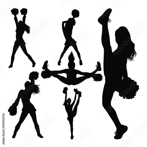 Cheerleader in action silhouettes.