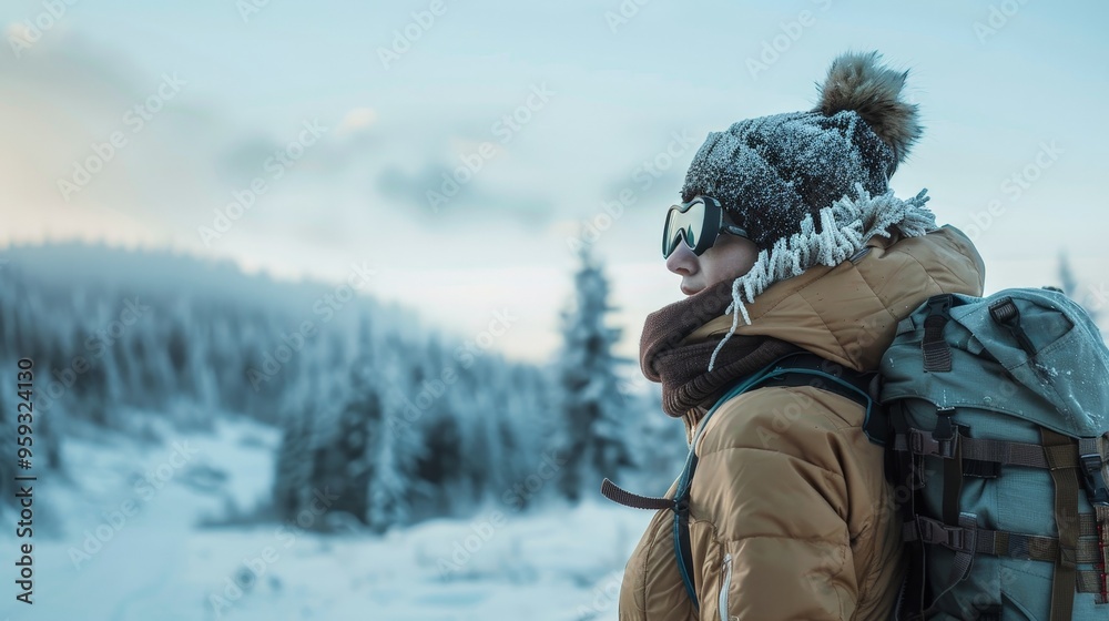 A full-body image of a woman in winter gear, standing in a snowy landscape. Her bundled-up attire and serene expression highlight the beauty and tranquility of winter. A full-body image of a woman in winter gear, standing in a snowy landscape. Her bundled-up attire and serene expression highlight the beauty and tranquility of winter.