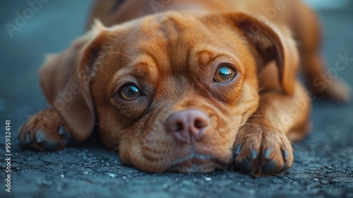 Dejected Pup with a Sad Expression Looking Disappointed and Lonely photo