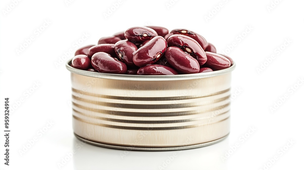Kidney beans in a tin can isolated Cooked bean pile baked legume canned red beans rajma Phaseolus vulgaris leguminous salad ingredient on white background : Generative AI Kidney beans in a tin can isolated Cooked bean pile baked legume canned red beans rajma Phaseolus vulgaris leguminous salad ingredient on white background : Generative AI