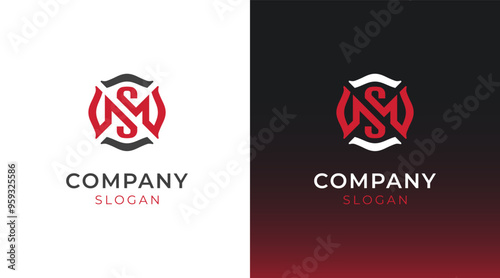 MS fire fighter, fire department logo design template