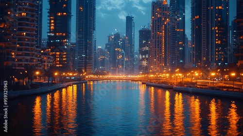 Dubai city in the evening   Generative AI
