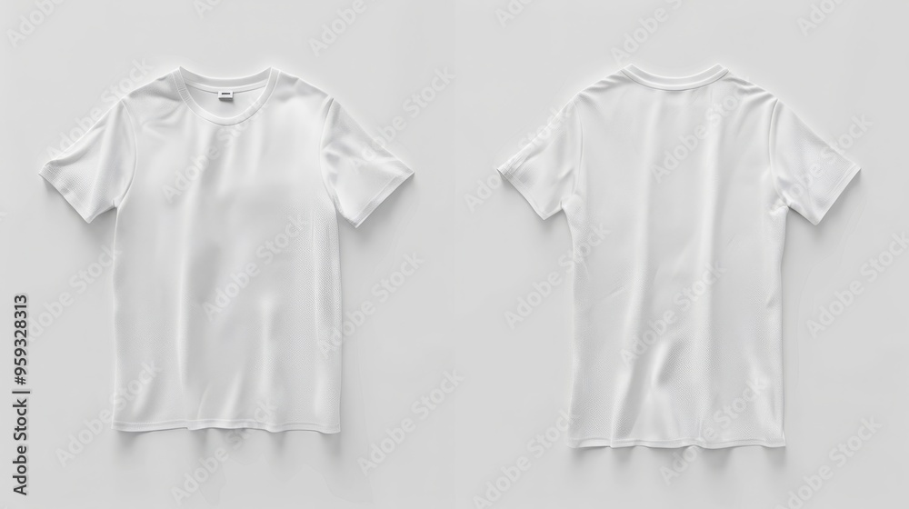 Blank T Shirt color white template front and back view on white background Blank T Shirt color white template front and back view on white background