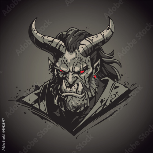 Devil face, comic style for your infernal graphics on halloween, or character for video games